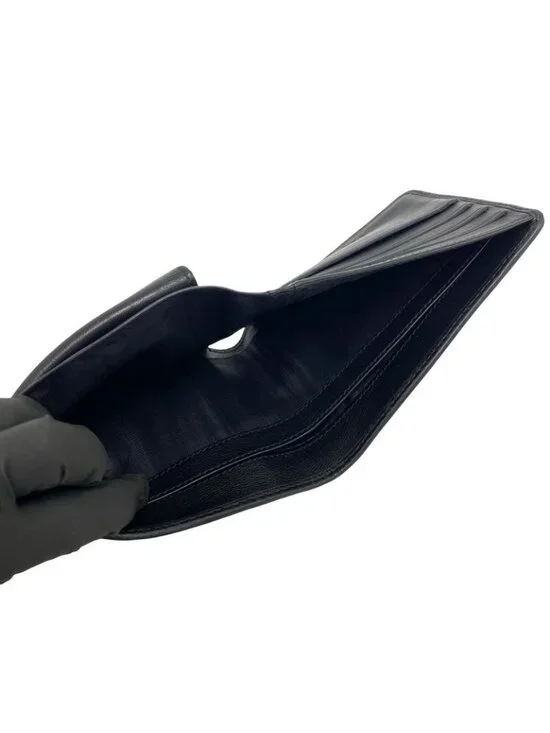 Celine Macadam Blason Triomphe Pattern Canvas Leather Bifold Wallet Mini Black - Picture 8 of 10